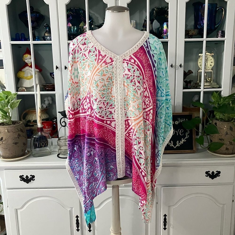 Chico's Flowy Poncho Top  Sz Sm/Med